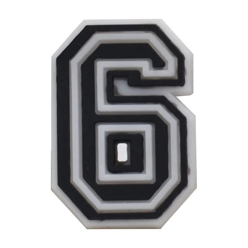 Black and White with Grey Number Shoe Charms