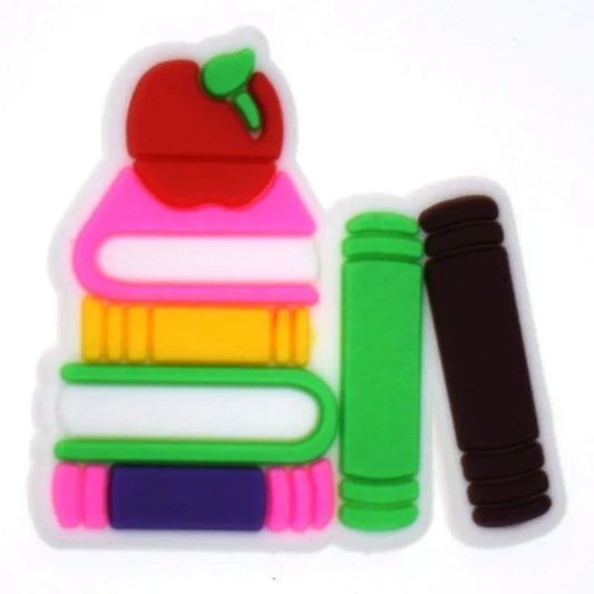 Apple On Book Pile Shoe Charm