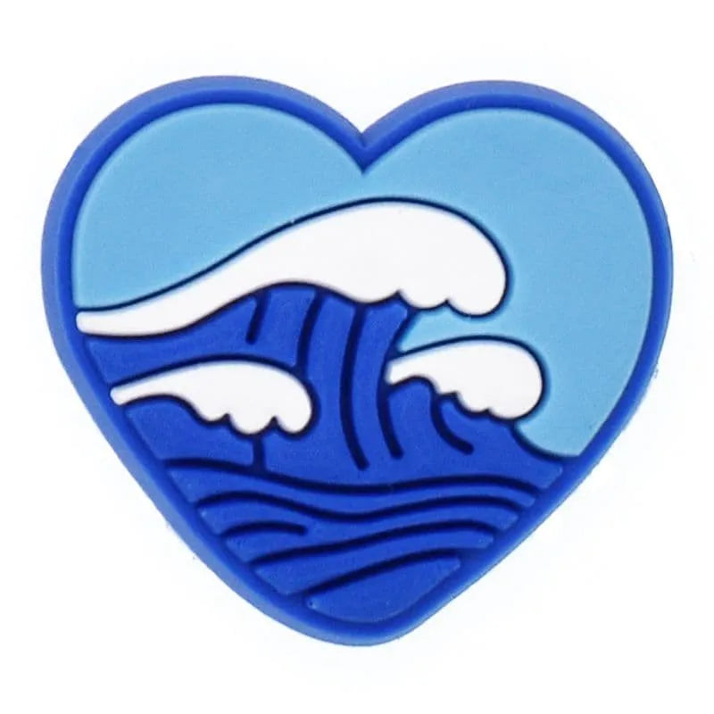 Heart Waves Blue Shoe Charm