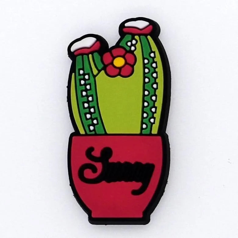 Tall Green Cactus In Red Pot Shoe Charm