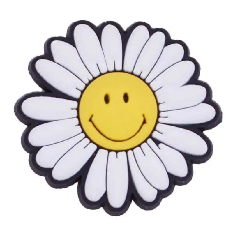 White/Yellow Smiley Daisy Shoe Charm