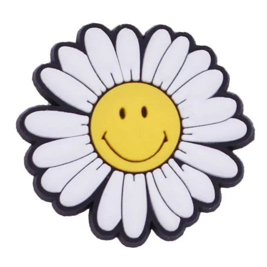 White/Yellow Smiley Daisy Shoe Charm