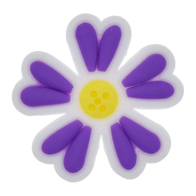 White/Purple/Yellow Double Daisey Shoe Charm