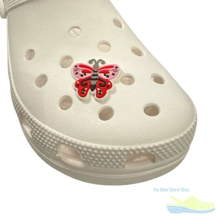 Butterfly With Pink And Red Wings Shoe Charm
