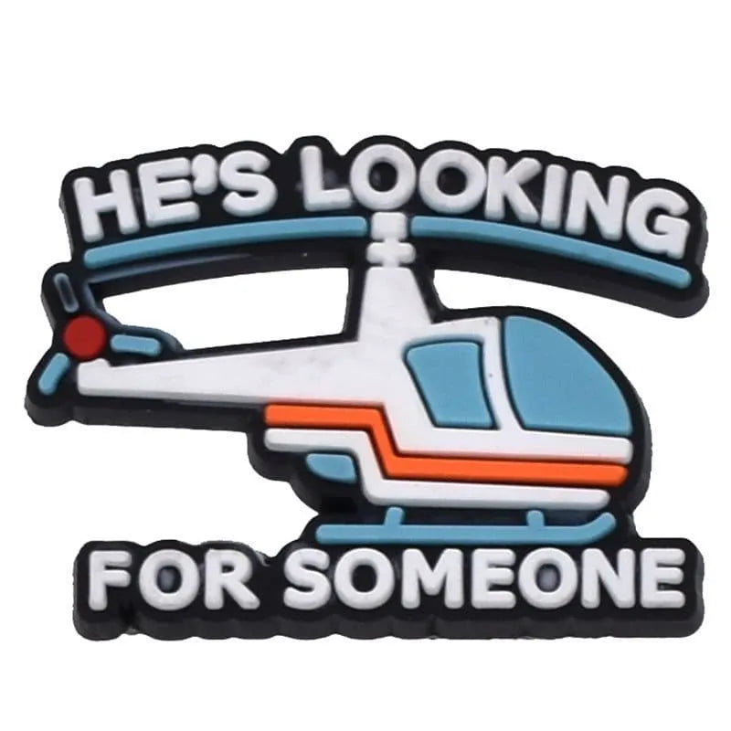 He'S Looking For Someone Helicopter Shoe Charm