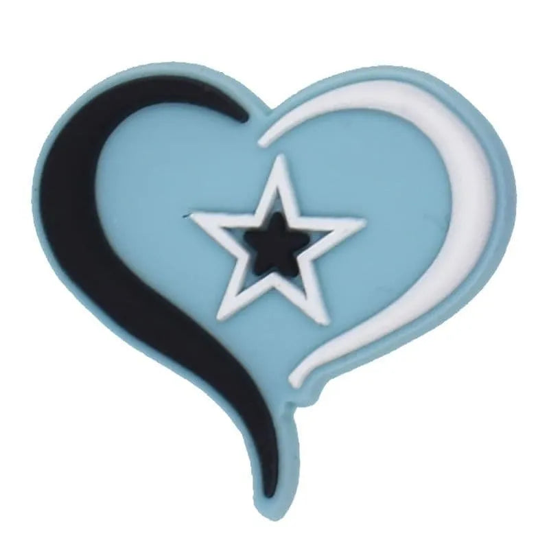 Blue Heart Star Shoe Charm