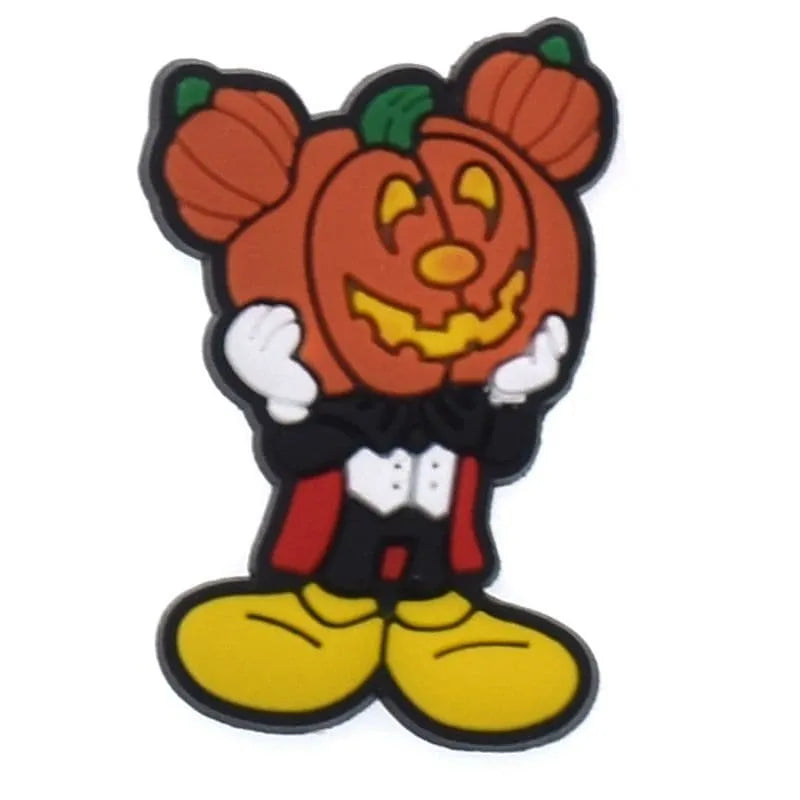 Mickey Mouse With Pumpkin On Head Shoe Charm