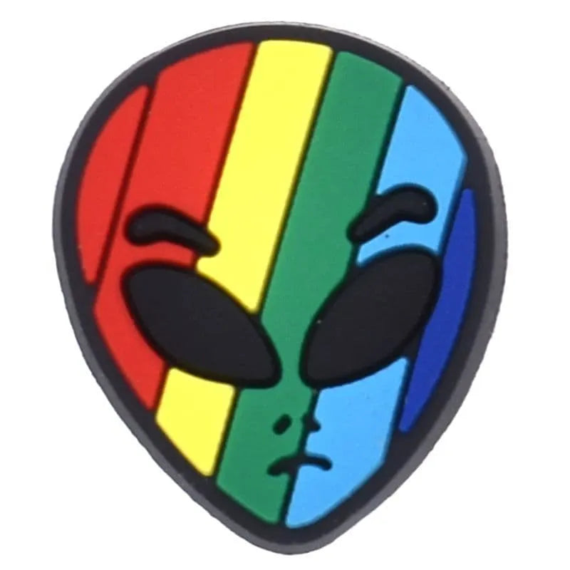 Alien Head Rainbow Shoe Charm