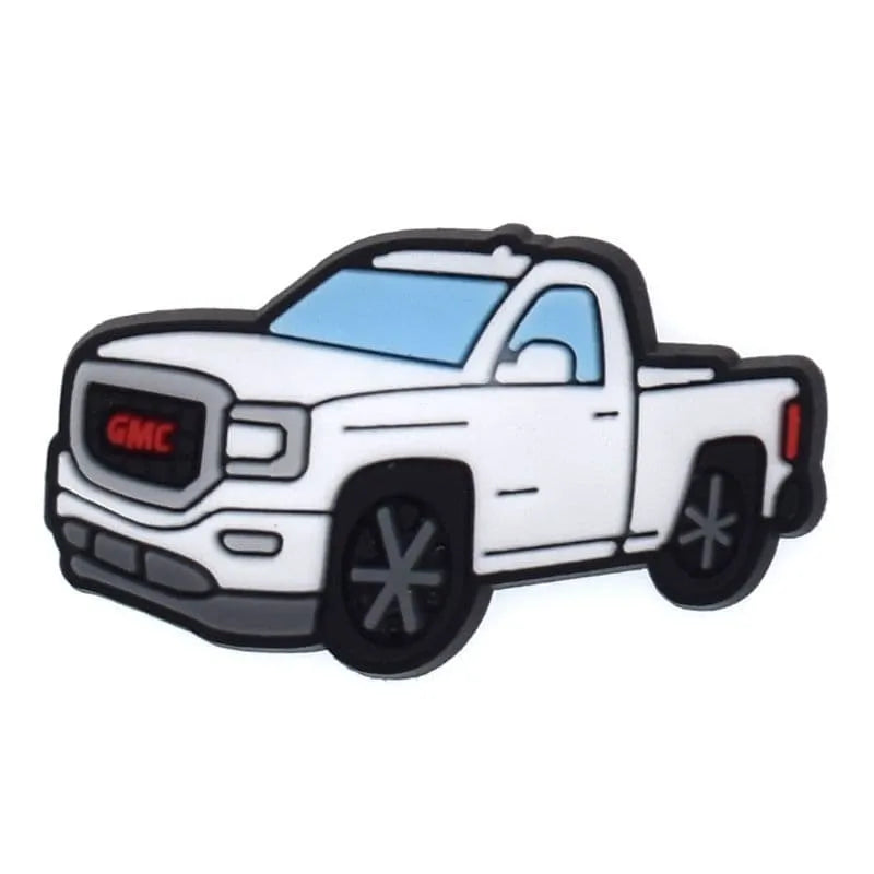 Gmc White Pickup Truck Shoe Charm