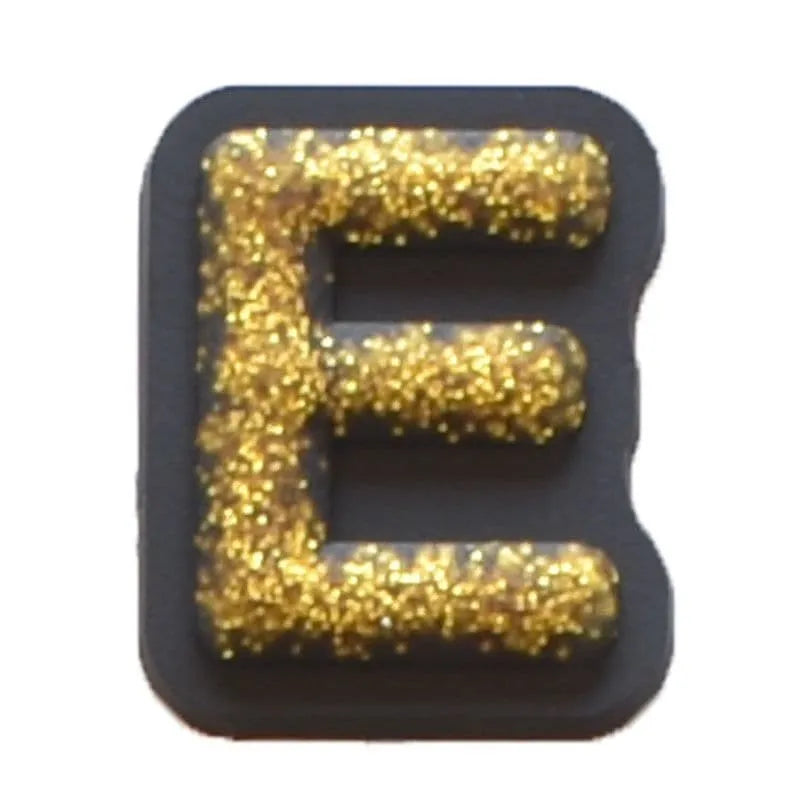 Shoe charm - A-Z CAPITAL LETTERS, Sparkle Gold on Black