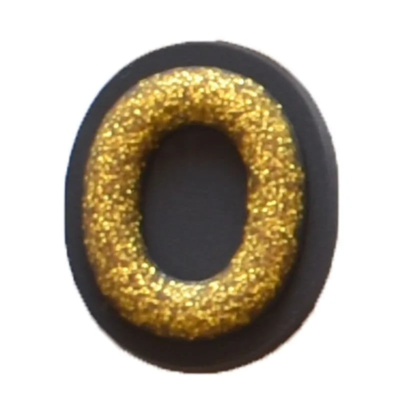 Shoe charm - A-Z CAPITAL LETTERS, Sparkle Gold on Black