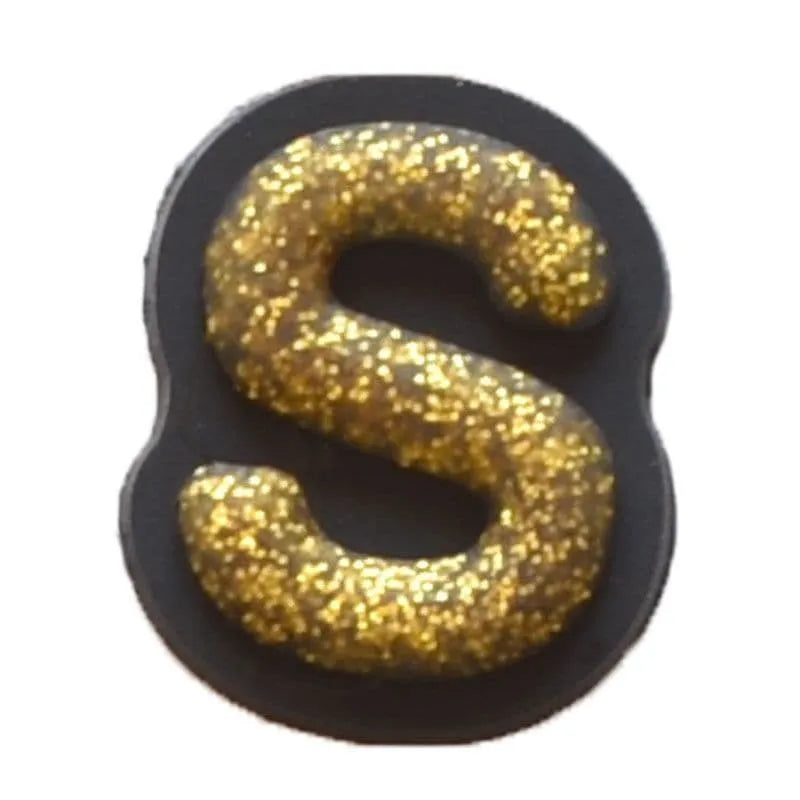 Shoe charm - A-Z CAPITAL LETTERS, Sparkle Gold on Black
