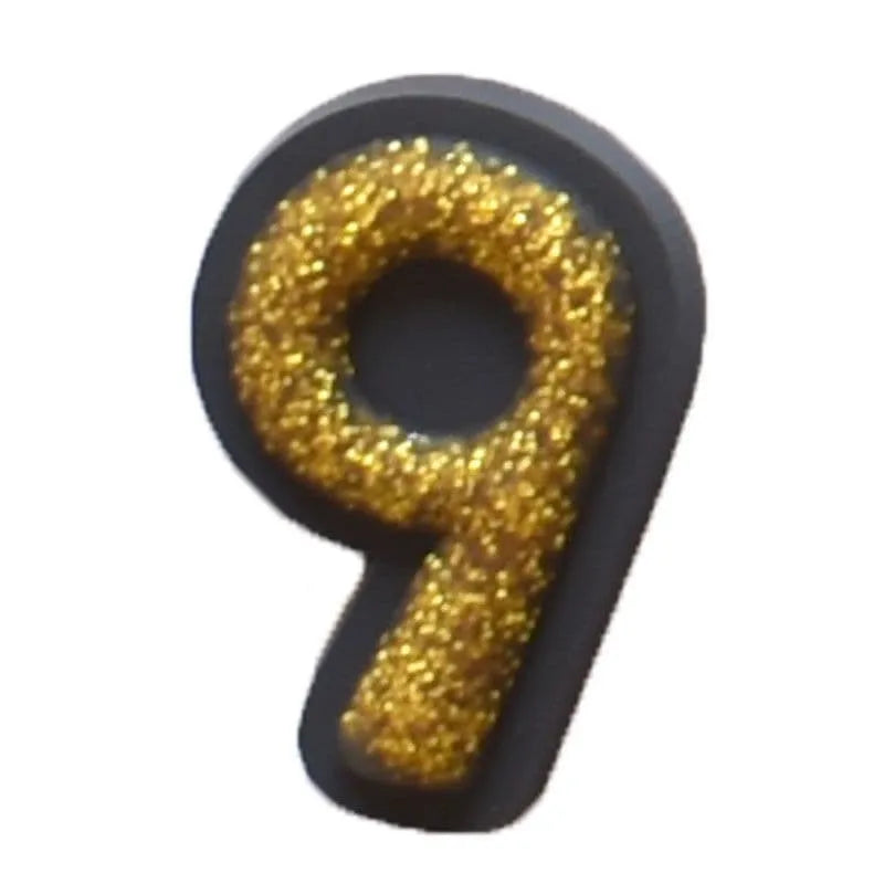 Shoe charm -NUMBERS, Sparkle Gold on Black