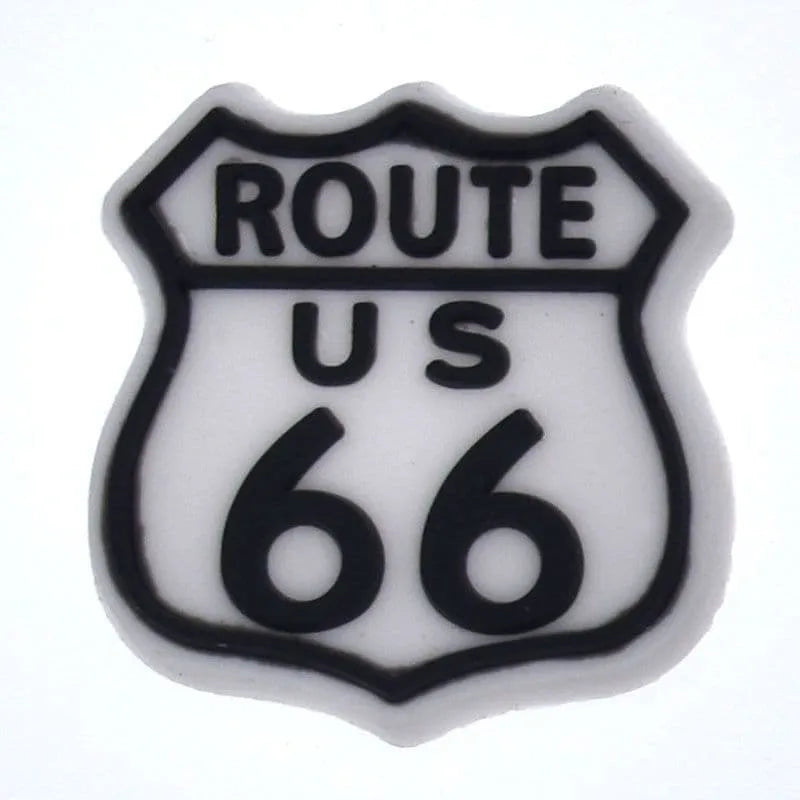 Route 66 Black On White Shoe Charm