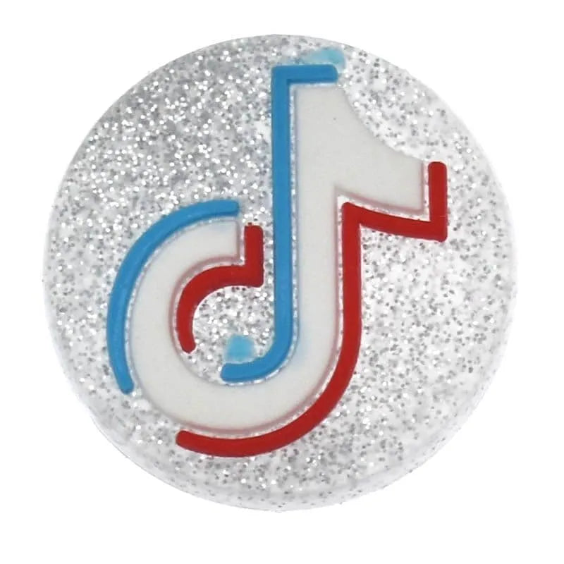 Tic Tok Video Round Badge Speckled Silver Shoe Charm