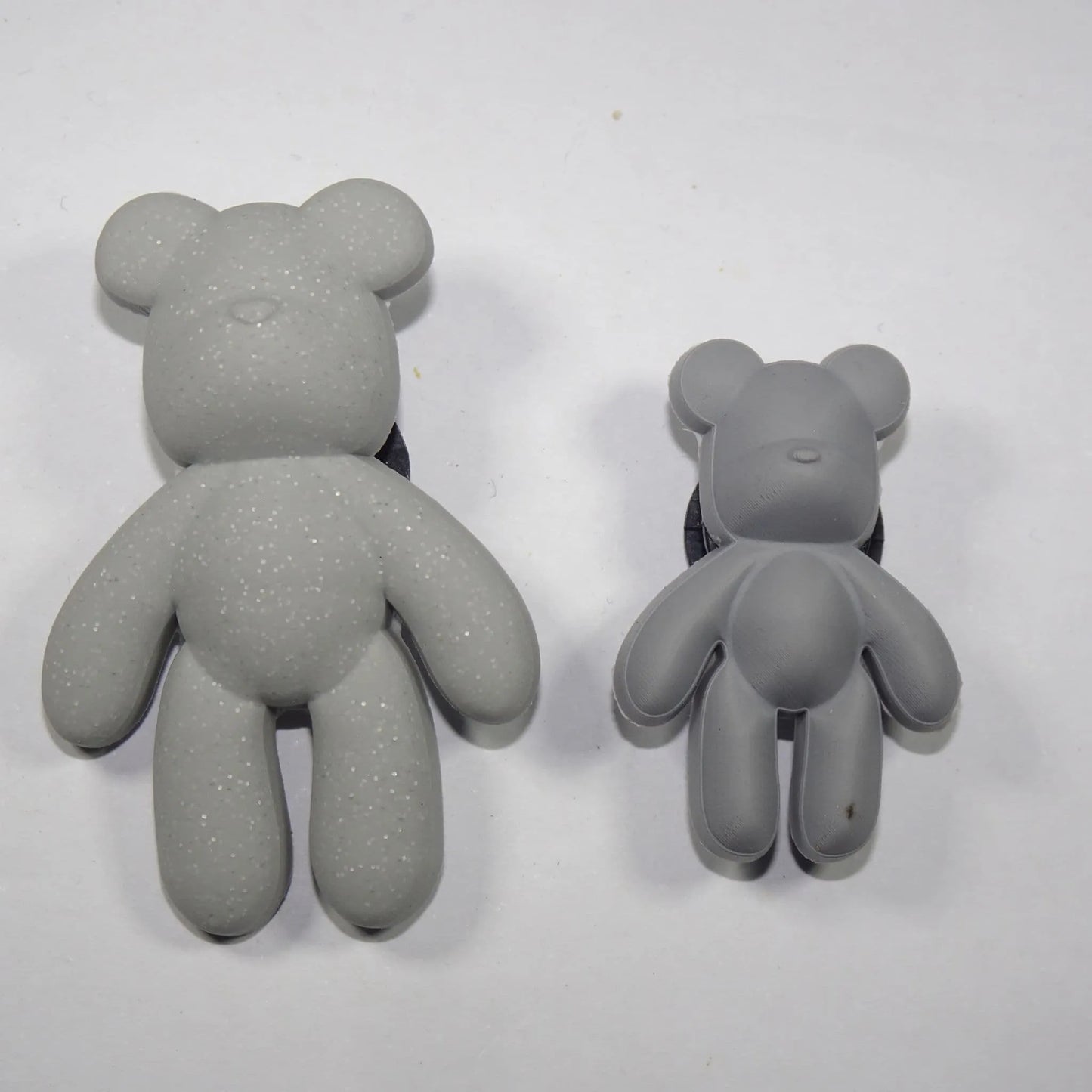 Large Teddy Bear Grey Shoe Charm