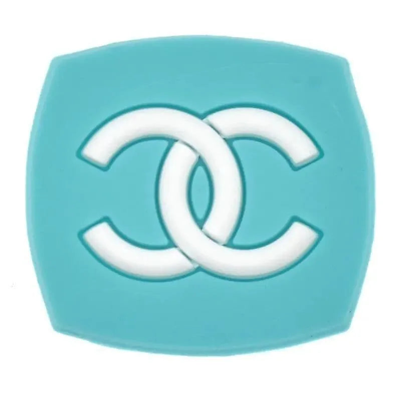 Chanel Double C Badge Aqua Shoe Charm