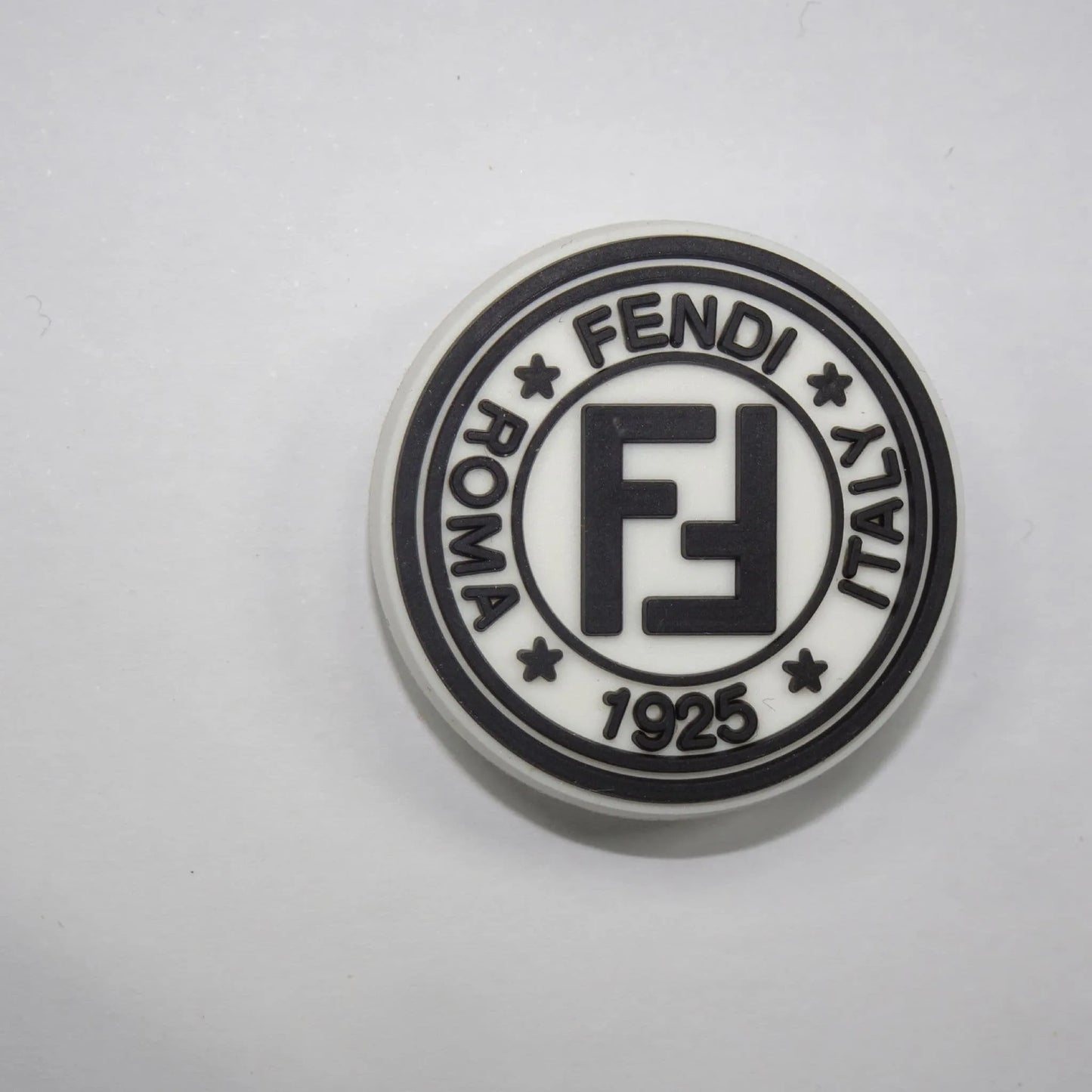 Fendi Round Badge Loge Black On White Shoe Charm
