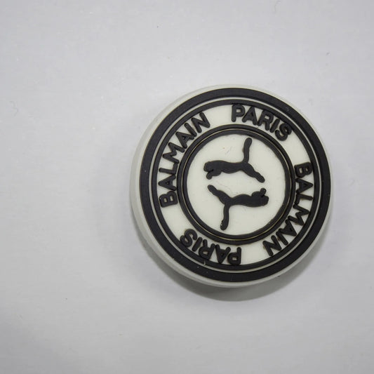 Balman Paris Round Badge Logo Black On White Shoe Charm