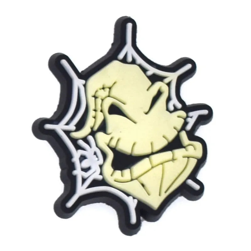 Spider Web Skull Shoe Charm