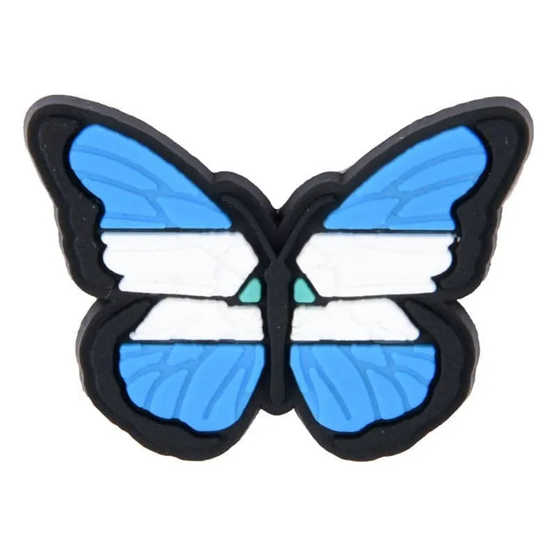 Flag Butterfly Flying Blue/White/Blue Shoe Charm