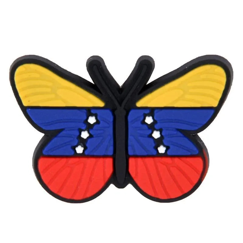 Flag Butterfly Flying Yellow/Blue/Red With Stars Shoe Charm