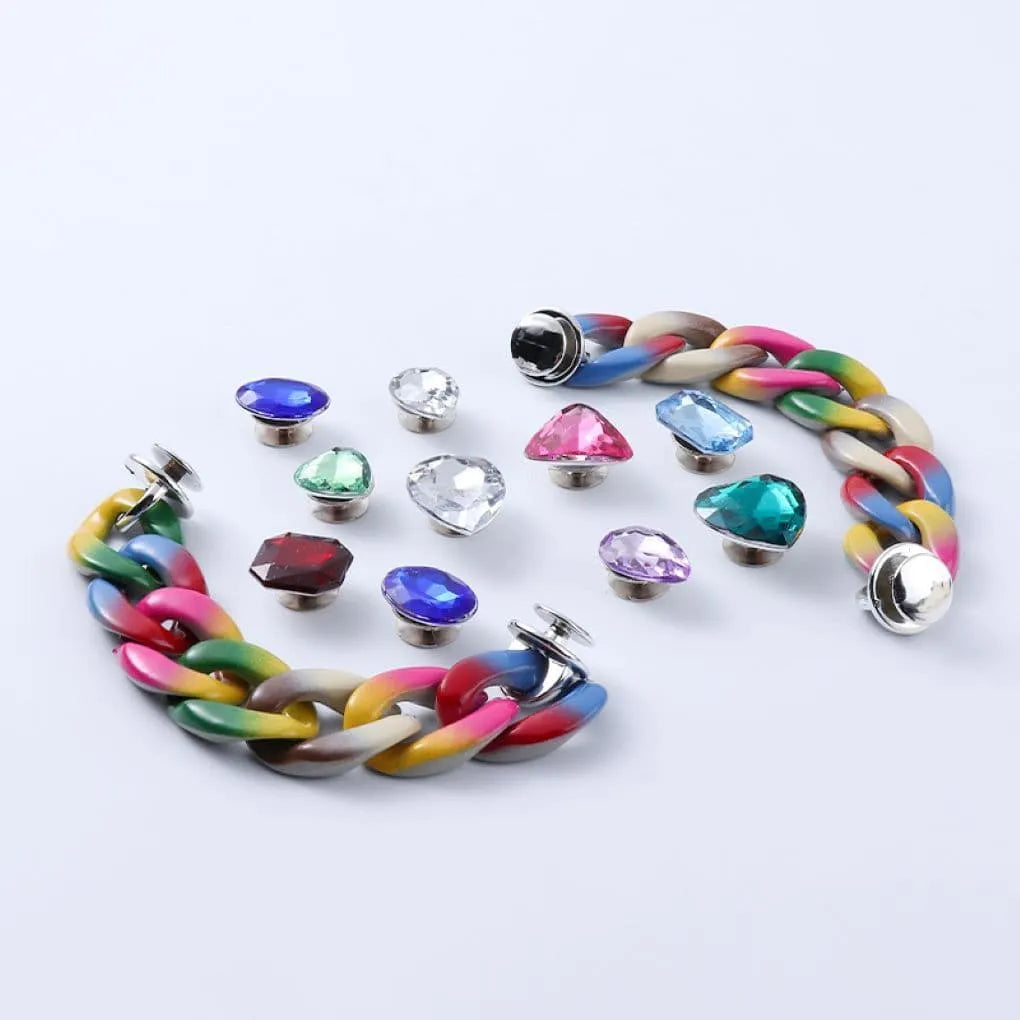 Shoe charms - 10 assorted gems