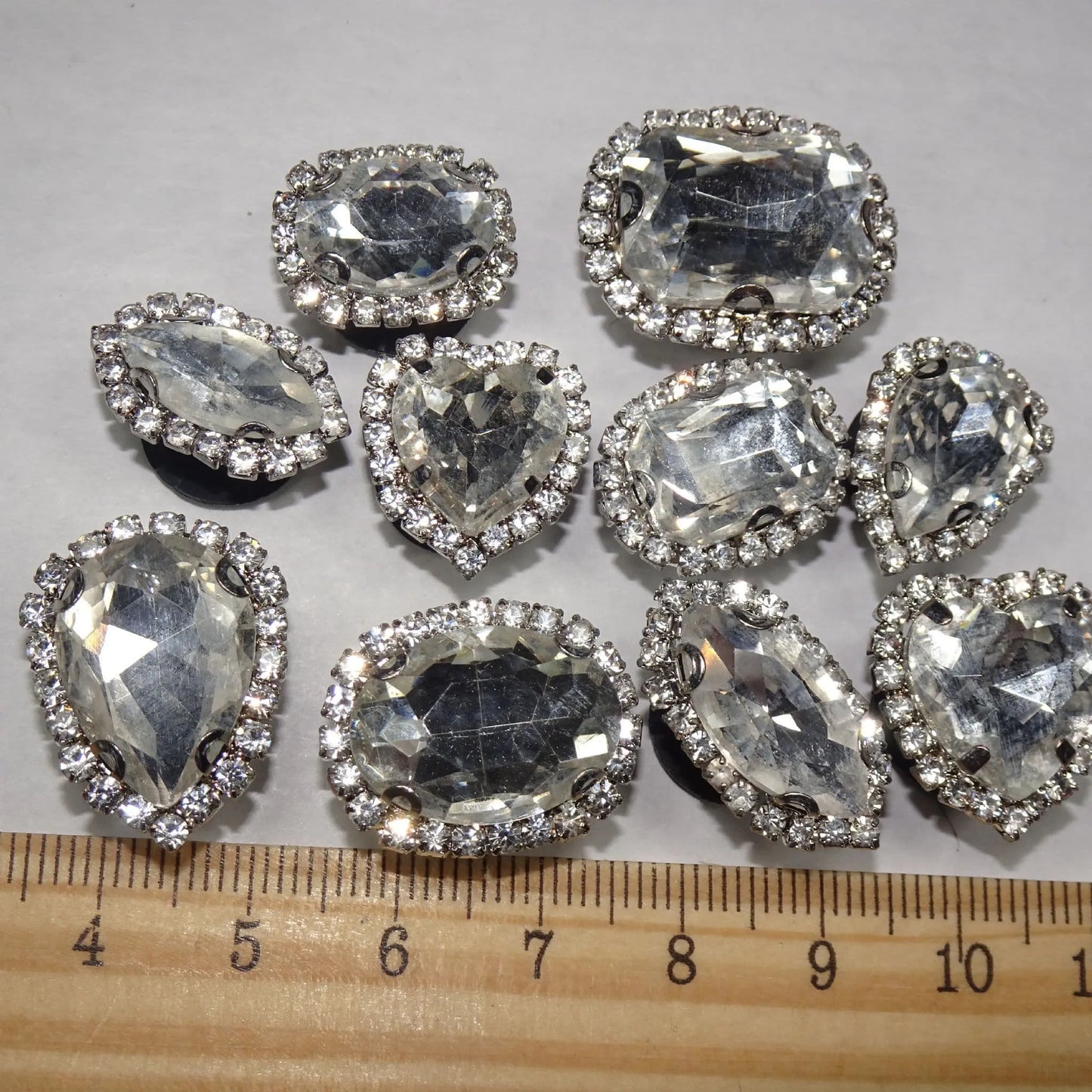 Shoe charms - Diamond Rhinestone Chrystal gems 10 assorted shapes