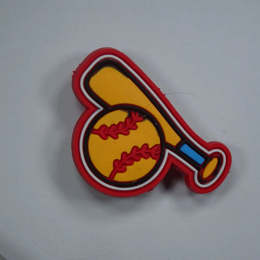 Basball Bat & Orange Ball Shoe Charm