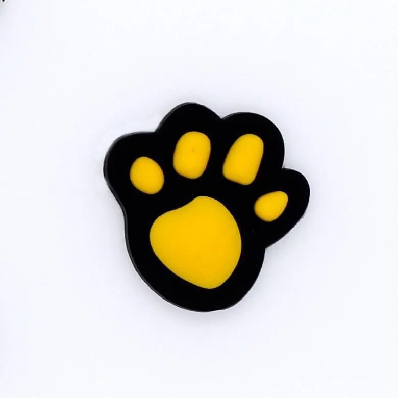 Yellow On Black Shaped Puppy Paw Print Shoe Charm