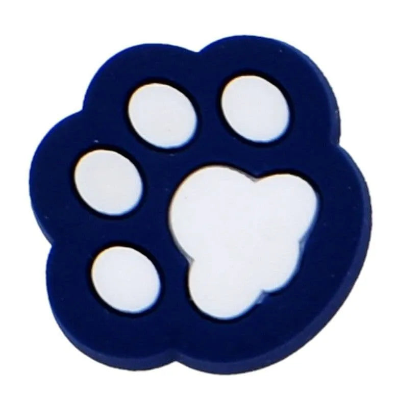 White On Dark Blue Shaped Paw Print Large Shoe Charm