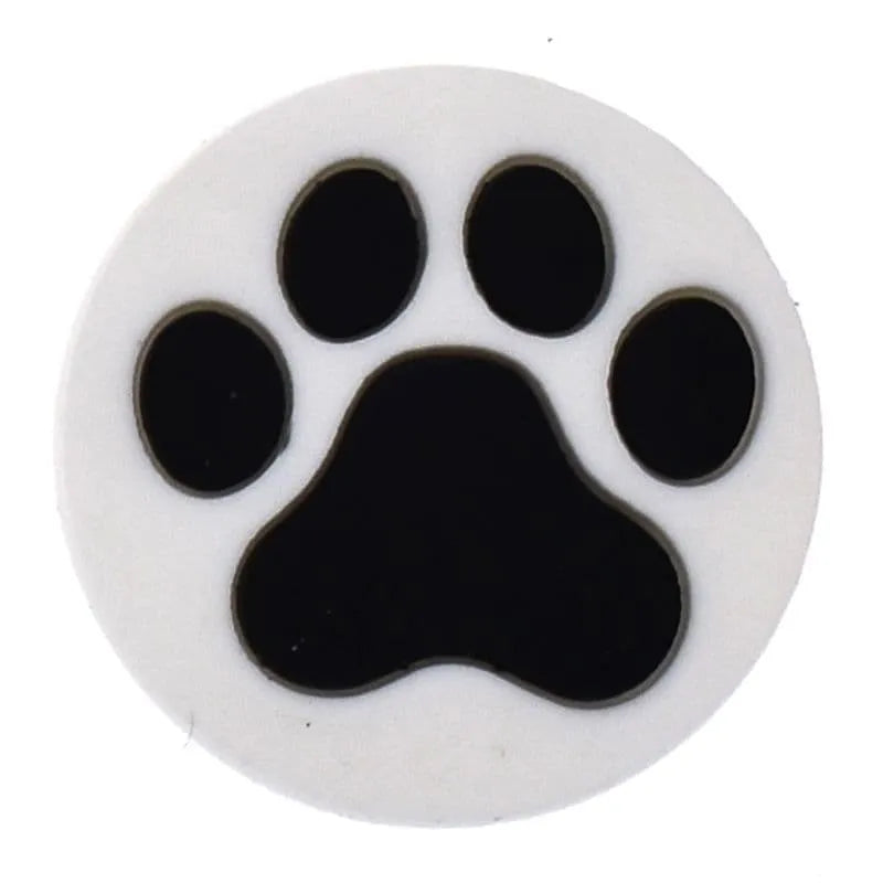 Black On White Round Paw Print Shoe Charm