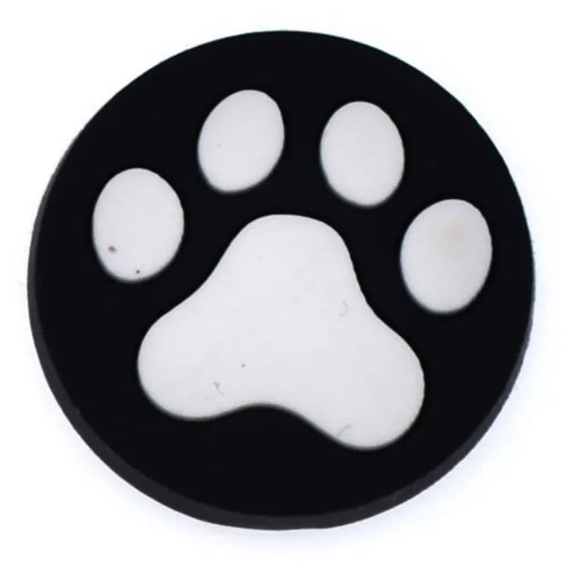 White On Black Round Paw Print Shoe Charm