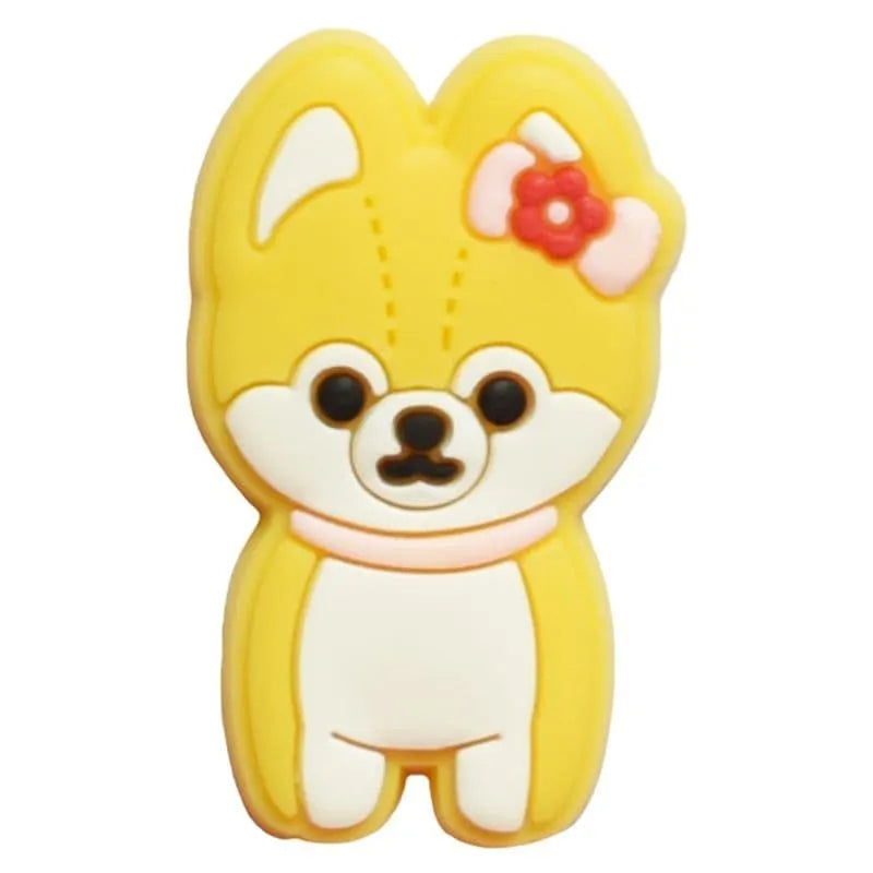 Red Flower Puppy Shoe Charm