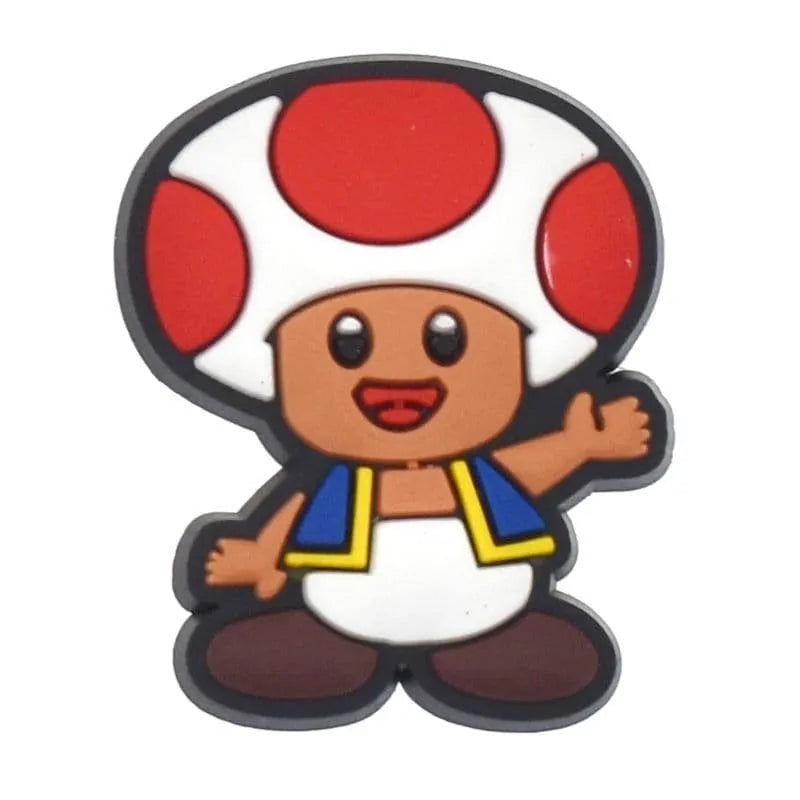 Toad, The Humanoid Subserviant Mushroom Red Spots Super Mario Shoe Charm