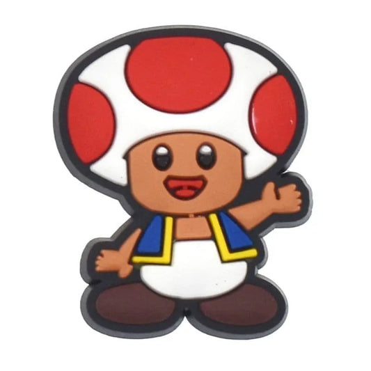 Toad, The Humanoid Subserviant Mushroom Red Spots Super Mario Shoe Charm