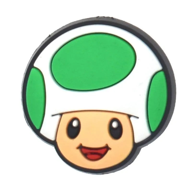 Toad, The Humanoid Shy Mushroom Green Spots Super Mario Shoe Charm