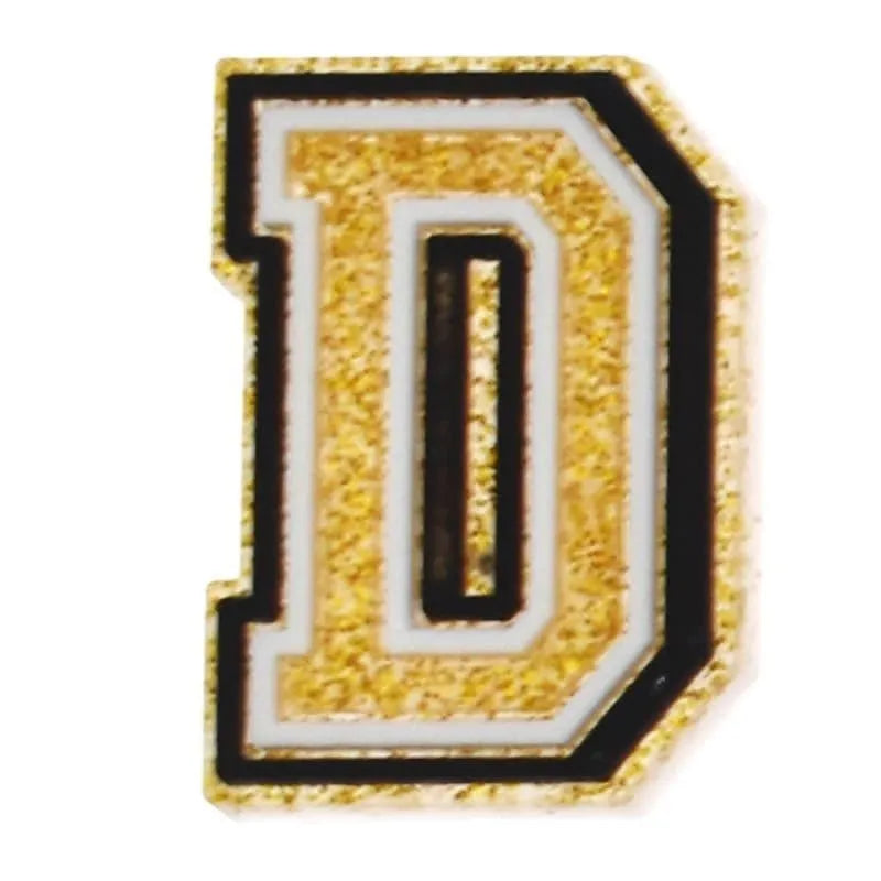 Shoe charm - A-Z LETTERS, Speckled Gold with Black frame
