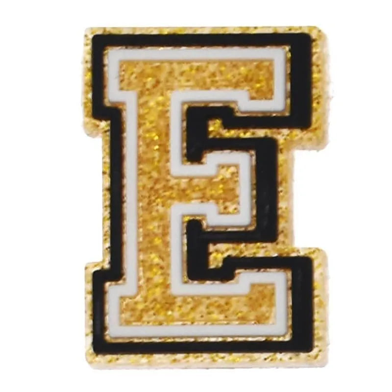 Shoe charm - A-Z LETTERS, Speckled Gold with Black frame