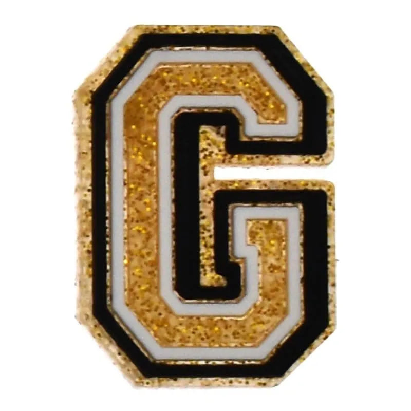 Shoe charm - A-Z LETTERS, Speckled Gold with Black frame