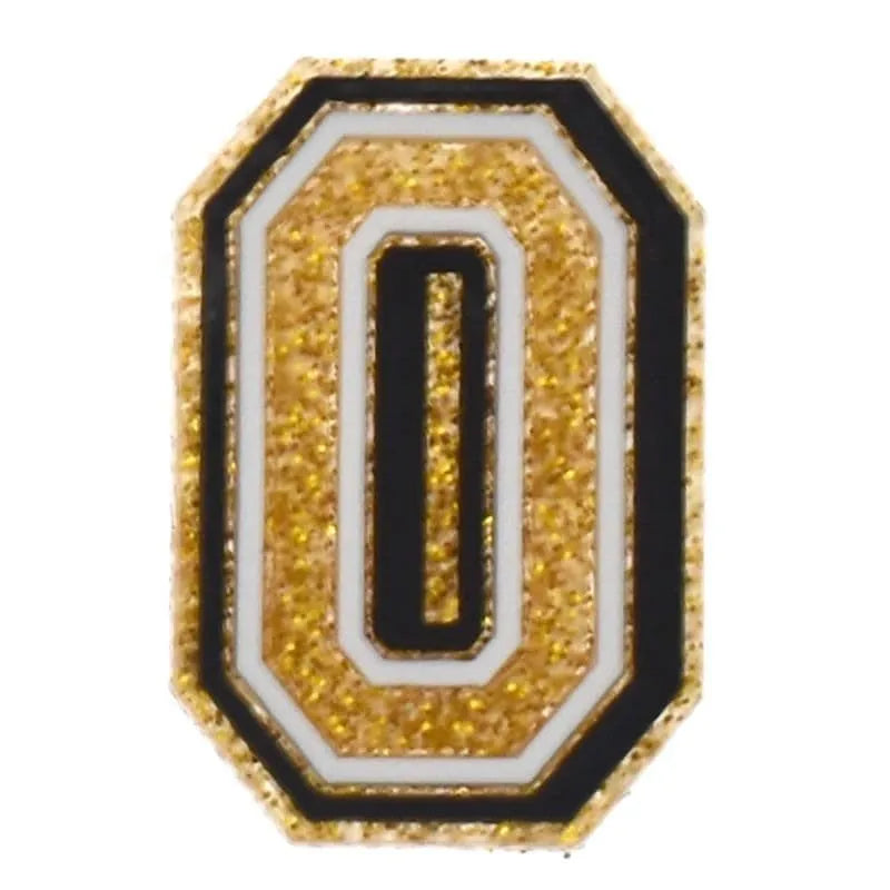 Shoe charm - A-Z LETTERS, Speckled Gold with Black frame
