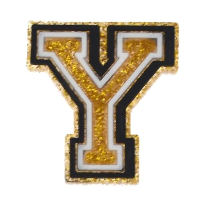 Shoe charm - A-Z LETTERS, Speckled Gold with Black frame