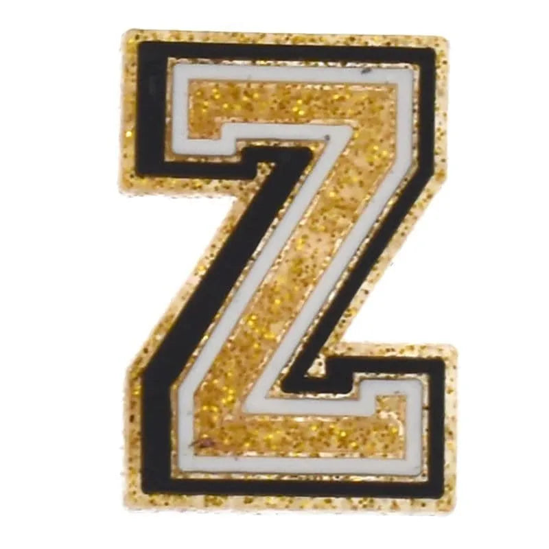 Shoe charm - A-Z LETTERS, Speckled Gold with Black frame