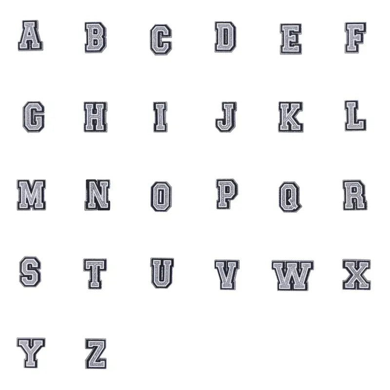 Shoe charm - A-Z LETTERS, Speckled Silver with Black frame