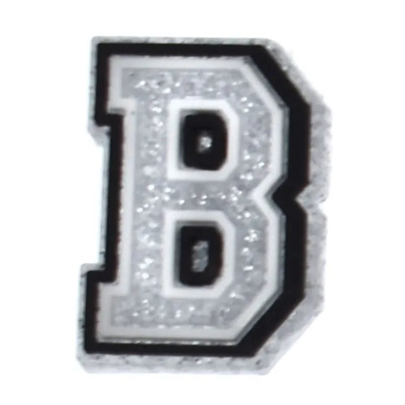 Shoe charm - A-Z LETTERS, Speckled Silver with Black frame