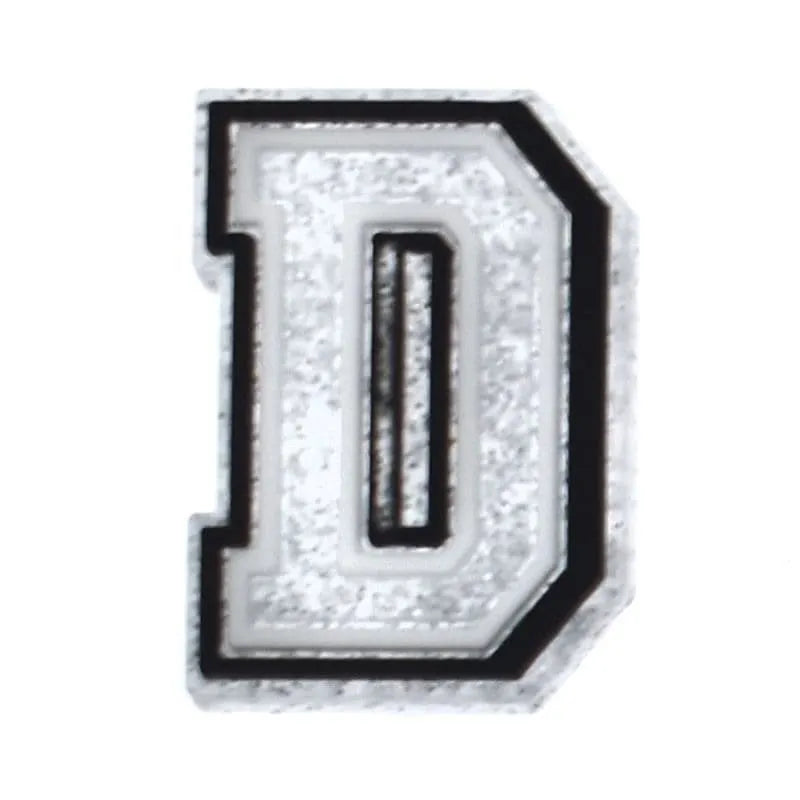 Shoe charm - A-Z LETTERS, Speckled Silver with Black frame
