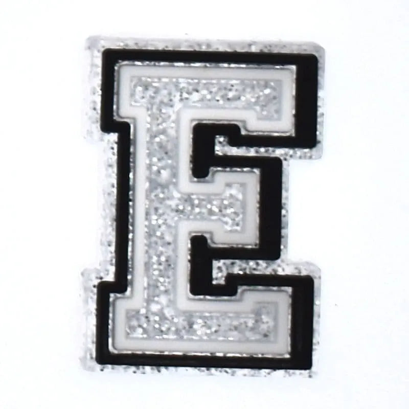 Shoe charm - A-Z LETTERS, Speckled Silver with Black frame