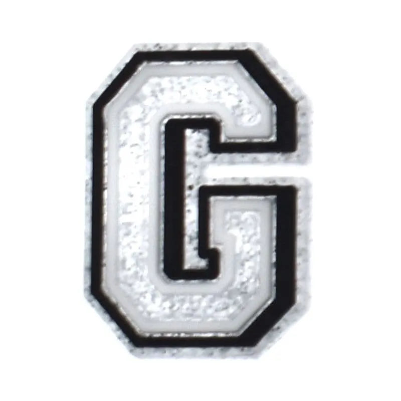 Shoe charm - A-Z LETTERS, Speckled Silver with Black frame