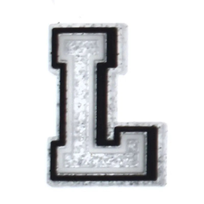 Shoe charm - A-Z LETTERS, Speckled Silver with Black frame