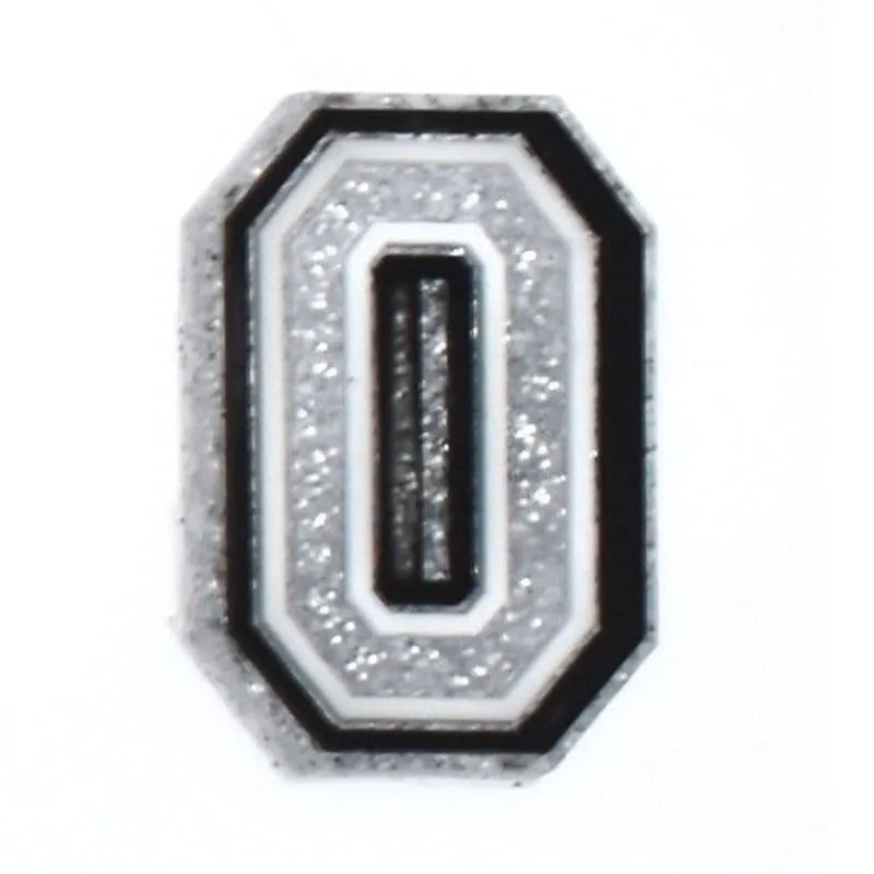 Shoe charm - A-Z LETTERS, Speckled Silver with Black frame